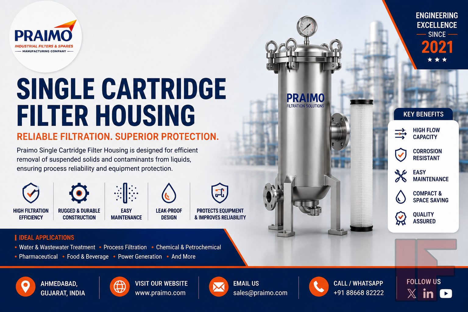 Single Cartridge Filter Housing